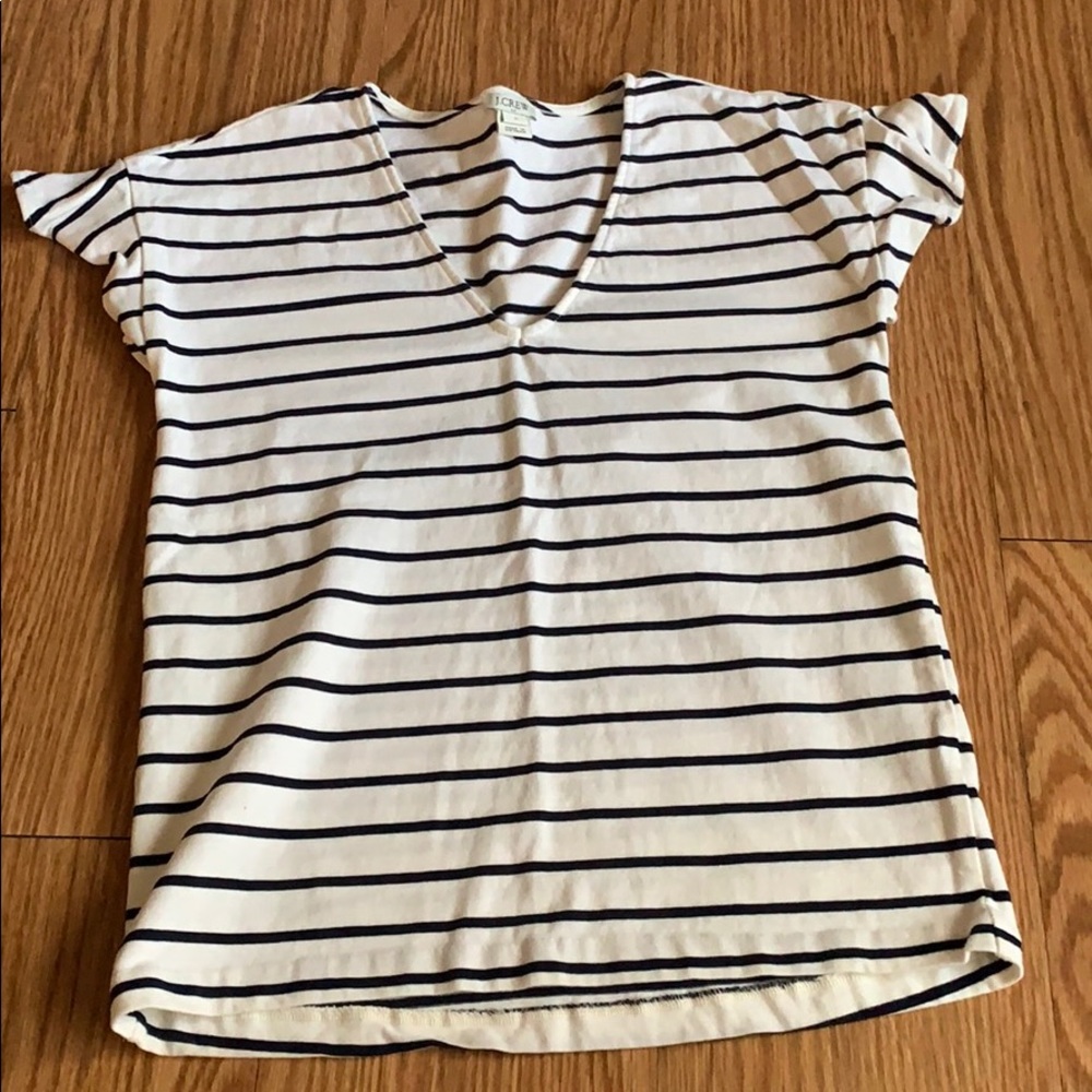 J. Crew Stripe Ruffle Sleeve Top